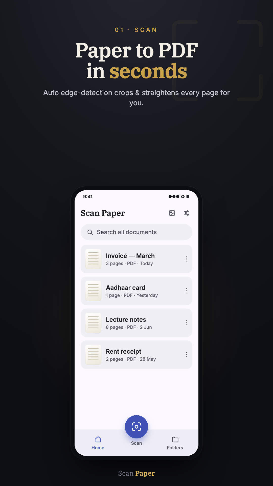 Scan — Paper to PDF in seconds