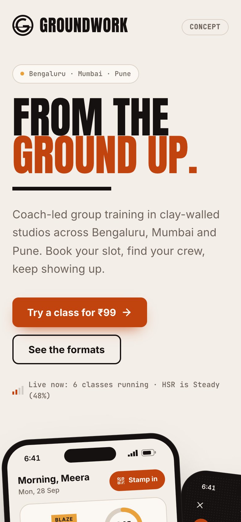 Groundwork gym membership and fitness training app