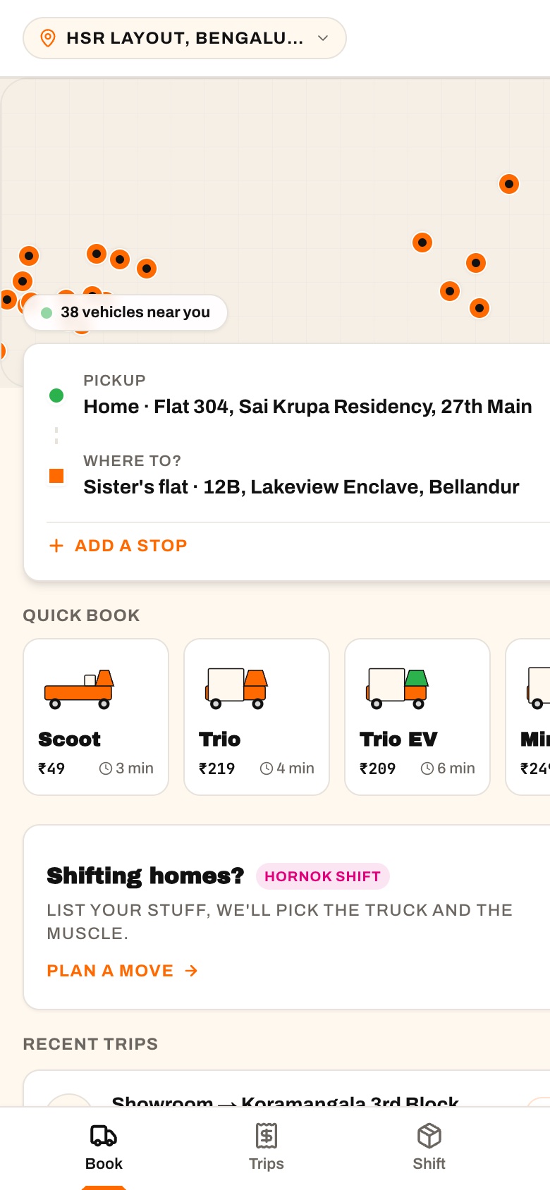 HornOK on-demand intracity logistics and mini-truck booking